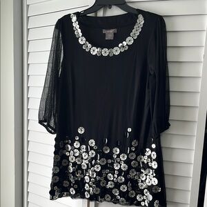 Chic Black and Silver Women's Top